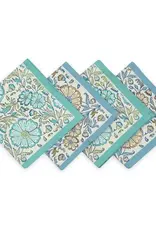 Sustainable Threads Bloom Waters Block Print Cotton Napkins - Set of 4