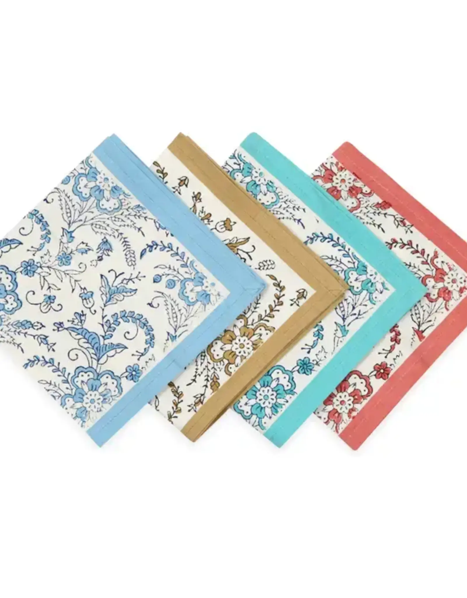 Sustainable Threads Ivy Reverie Block Print Cotton Napkins  - Set of 4
