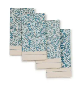 Sustainable Threads Motifs Fog Hand Block Cotton Napkins  - Set of 4