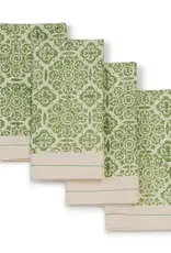 Sustainable Threads Mosaic Sage Hand Block Cotton Napkins  - Set of 4