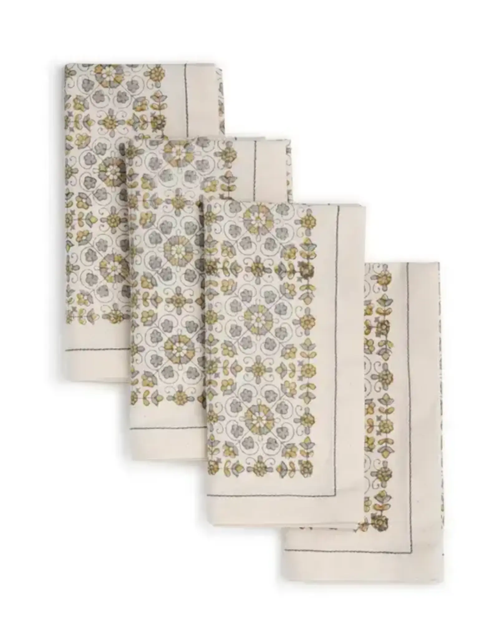 Sustainable Threads Lily Hand Block Cotton Napkins  - Set of 4