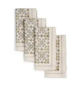 Sustainable Threads Lily Hand Block Cotton Napkins  - Set of 4