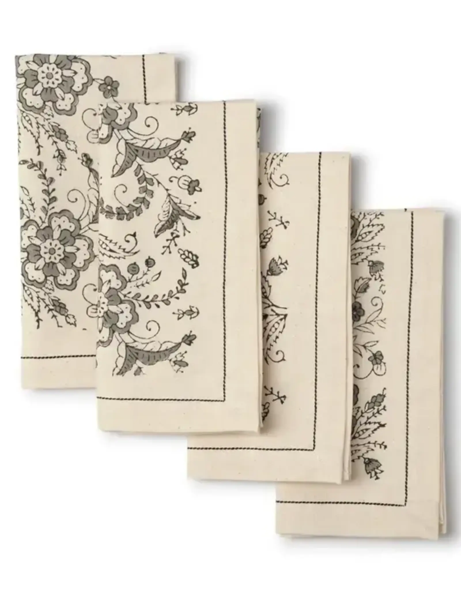 Sustainable Threads Ivy Slate Hand Block Cotton Napkins - Set of 4