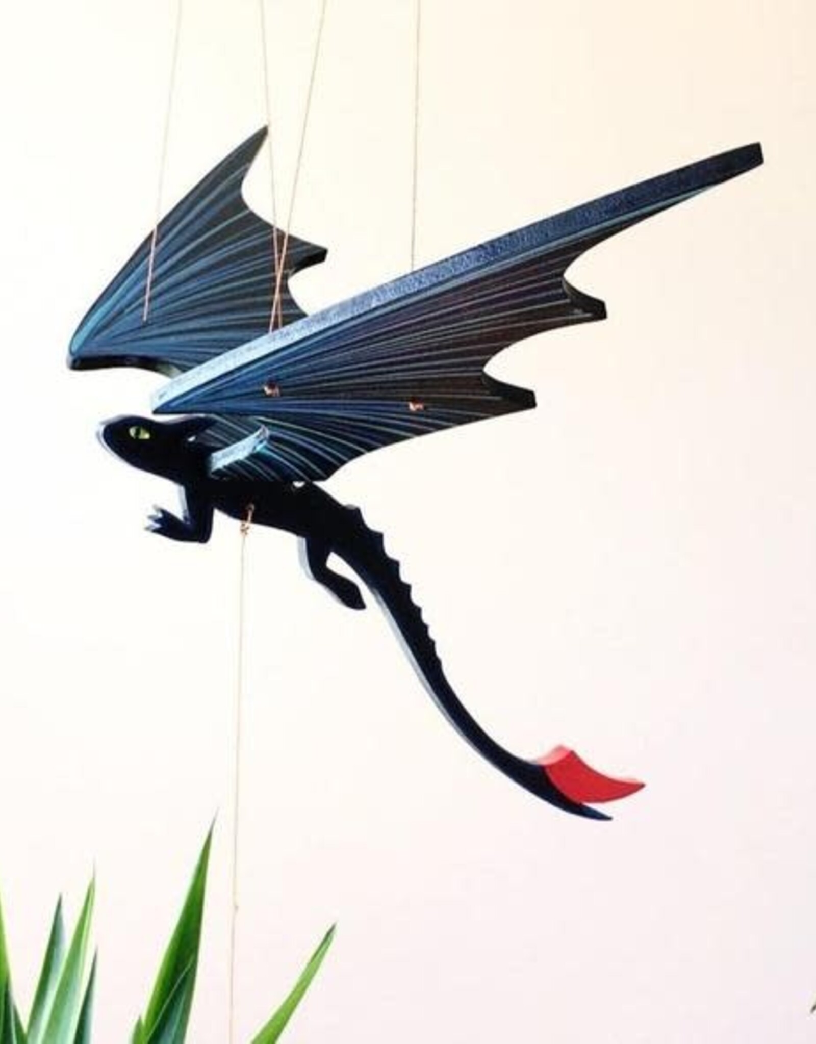 Tulia Artisans Black Toothless Dragon Mobile