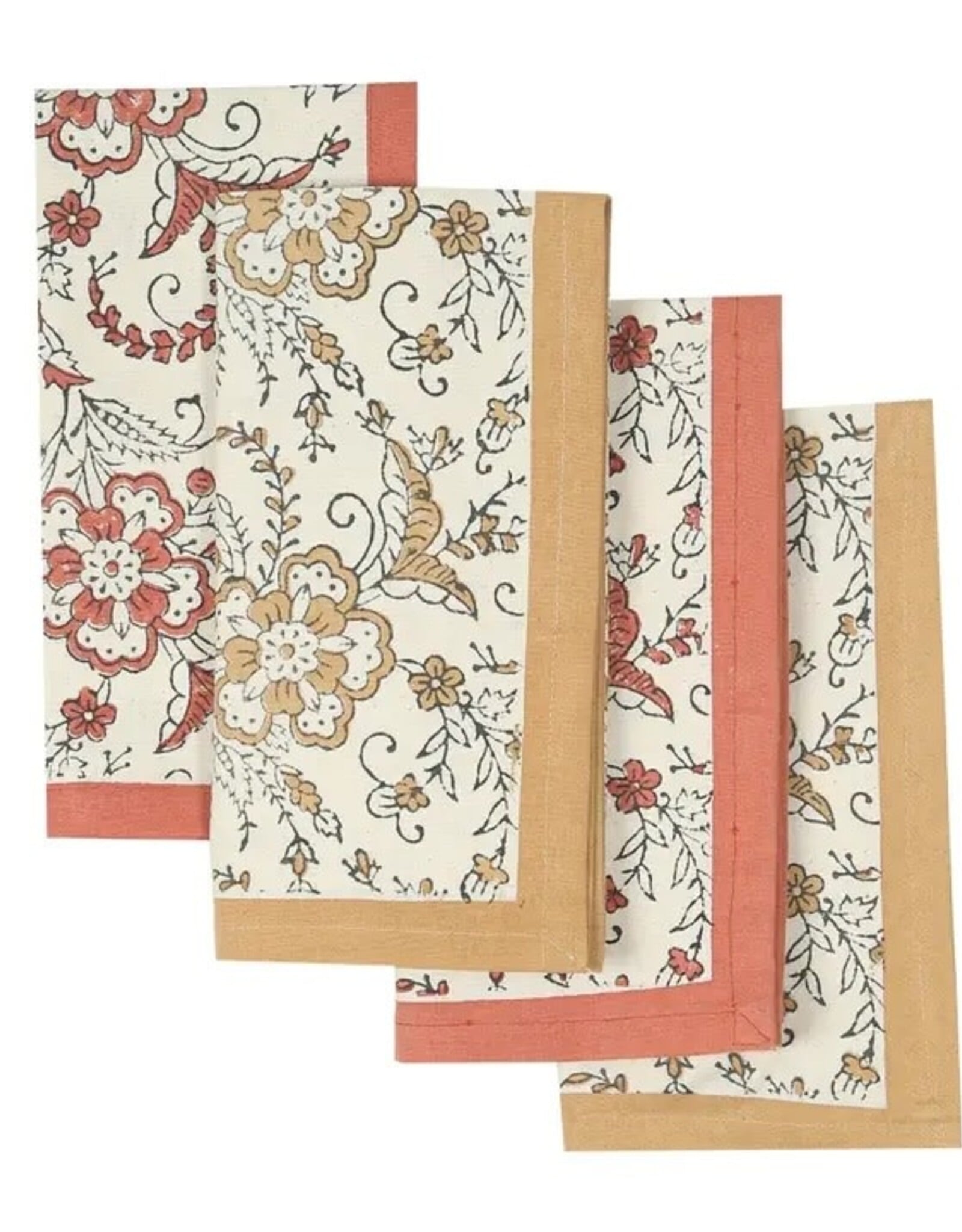 Sustainable Threads Ivy Sienna Hand Block Printed Cotton Napkins - Set of 4
