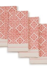 Sustainable Threads Mosaic Rose block print Cotton Napkins - Set of 4