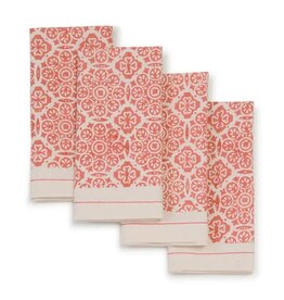 Sustainable Threads Mosaic Rose block print Cotton Napkins - Set of 4