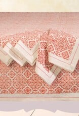 Sustainable Threads Mosaic Rose block print Cotton Napkins - Set of 4