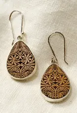 Ten Thousand Villages Carved Gourd Teardrop Earrings