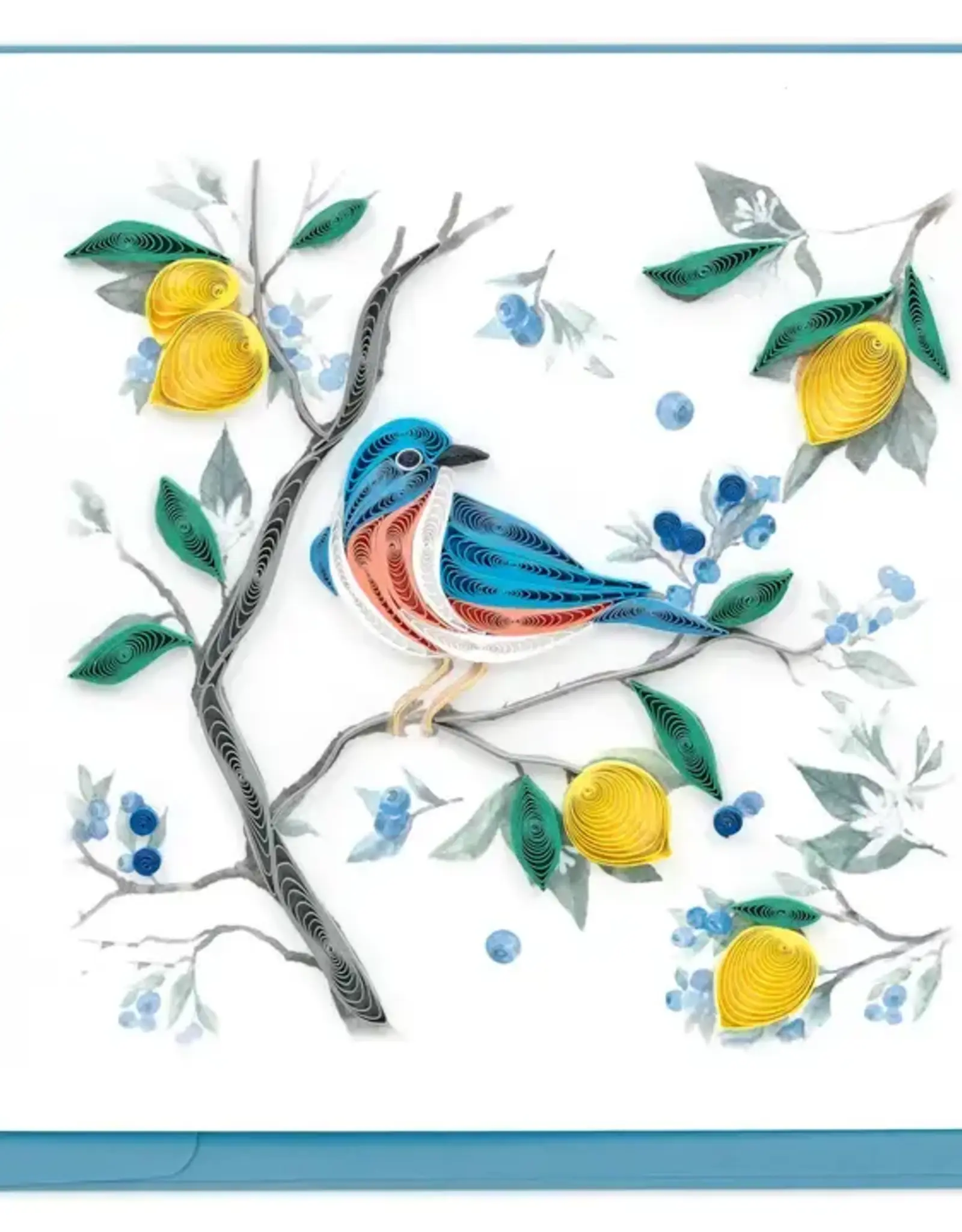 Quilling Card Quilled Bluebird with Lemons & Blueberries  Card