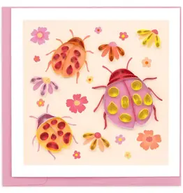Quilling Card Quilled Lady Bugs with Flowers Card