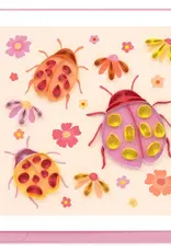 Quilling Card Quilled Lady Bugs with Flowers Card