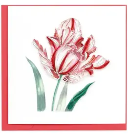 Quilling Card Quilled Red & White Tulip Bloom Card