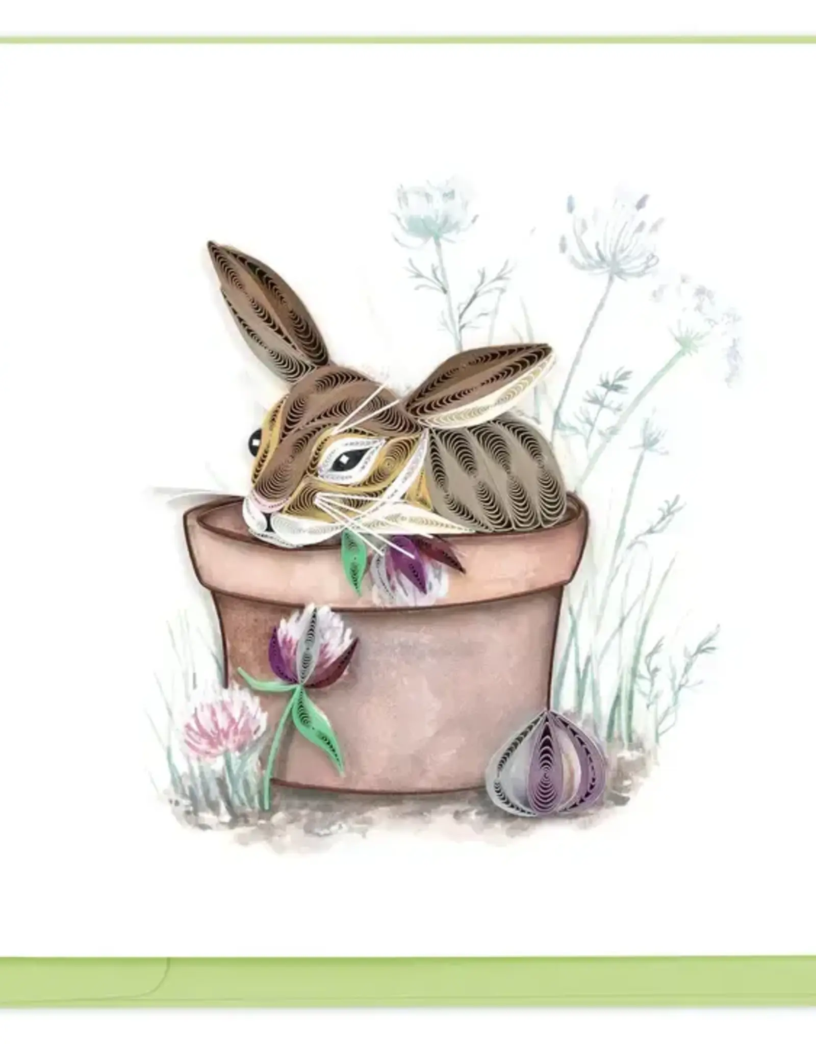 Quilling Card Quilled Bunny in Flower Pot Card