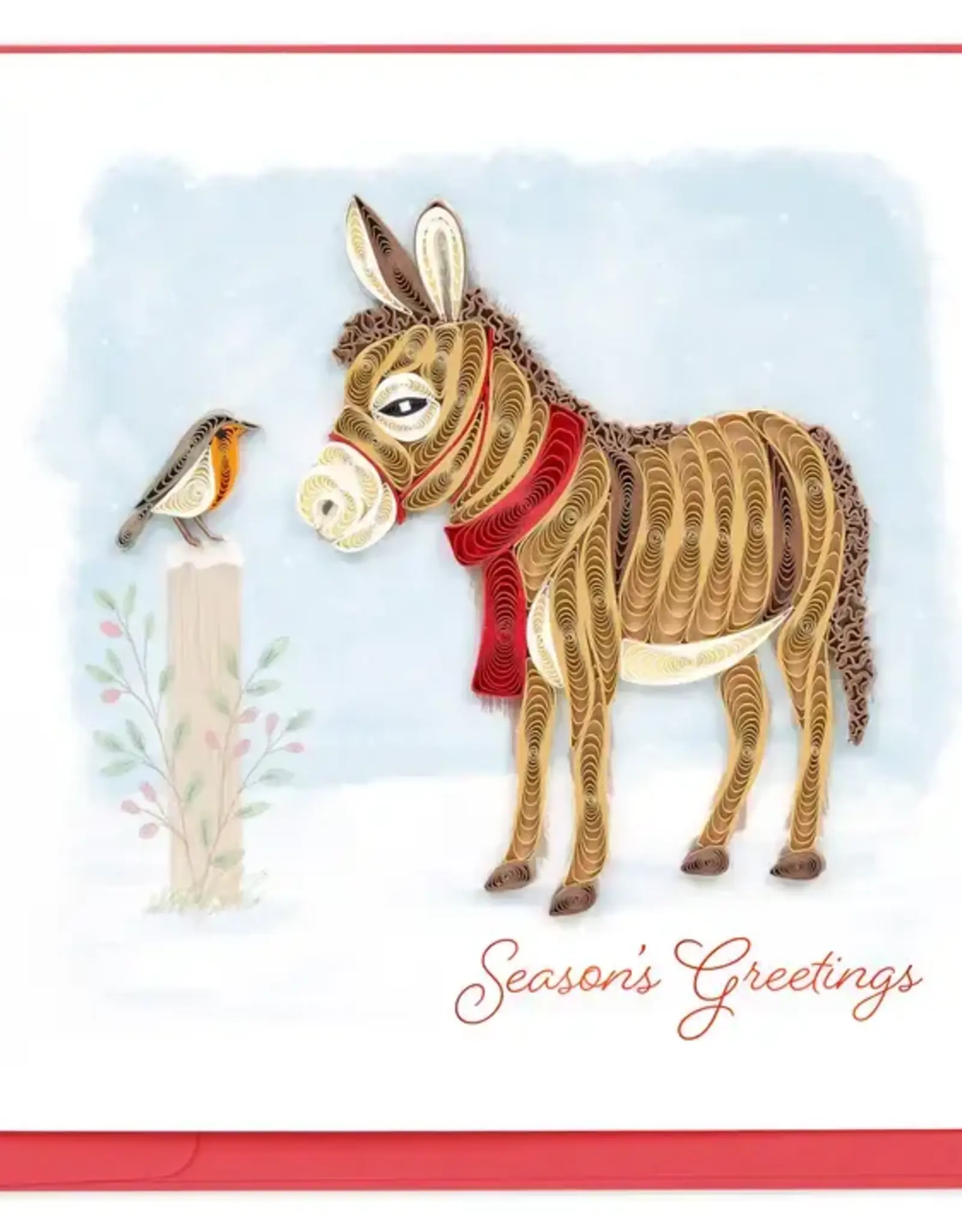 Quilling Card Quilled Winter Donkey & Friend Card