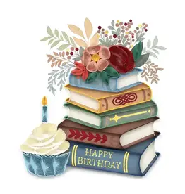 Quilling Card Quilled Books & Cupcake Birthday Card