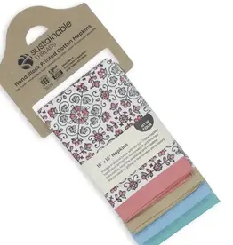 Sustainable Threads Lily Reverie block print Cotton Napkins - Set of 4
