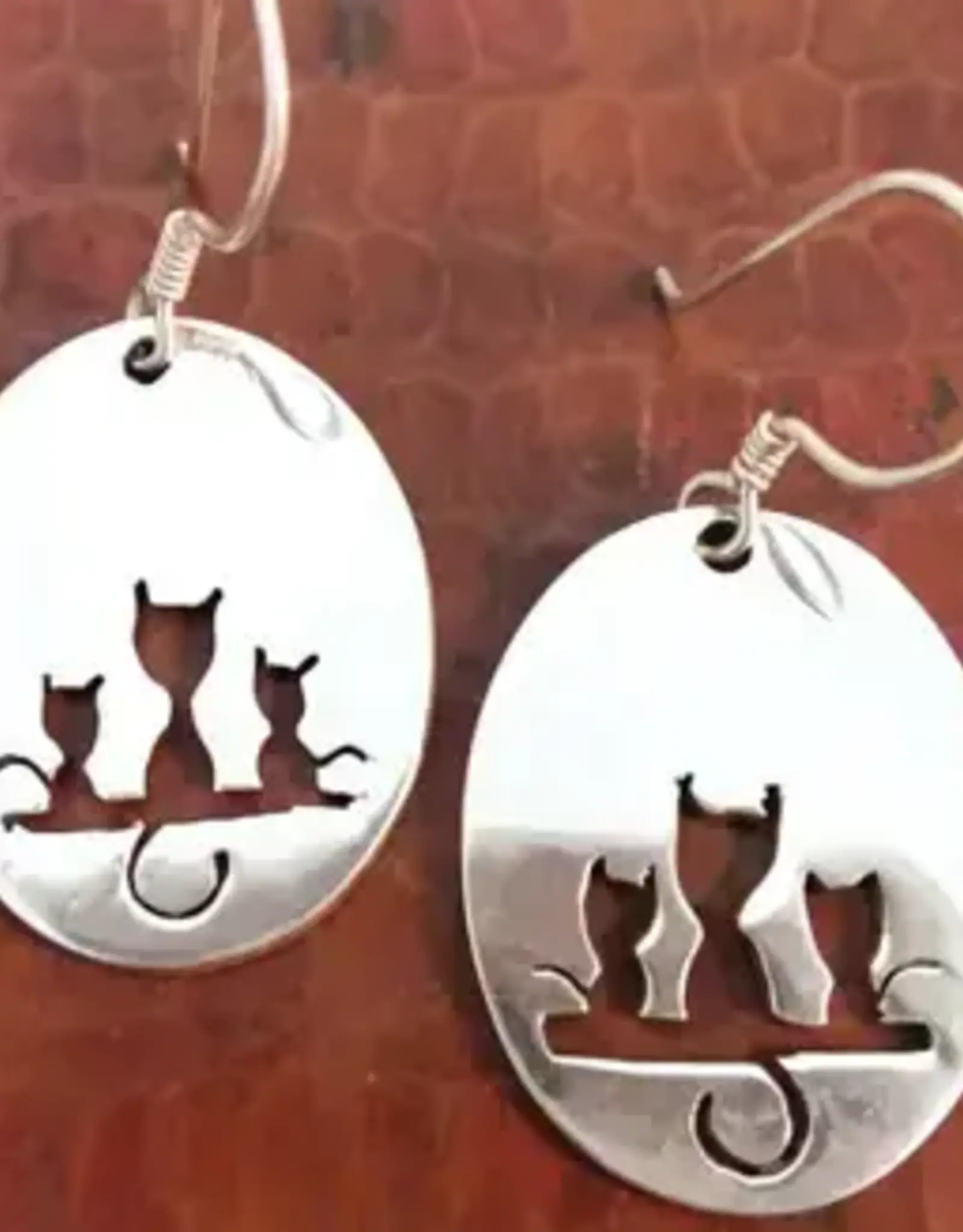 Ganesh Himal Handcrafted Sterling Silver Cat Earrings