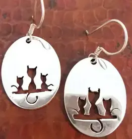 Ganesh Himal Handcrafted Sterling Silver Cat Earrings