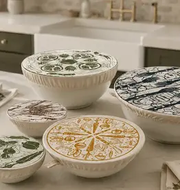 Halo Dish Covers Halo Bowl Cover Farm to Table Print  - Large Set of 3