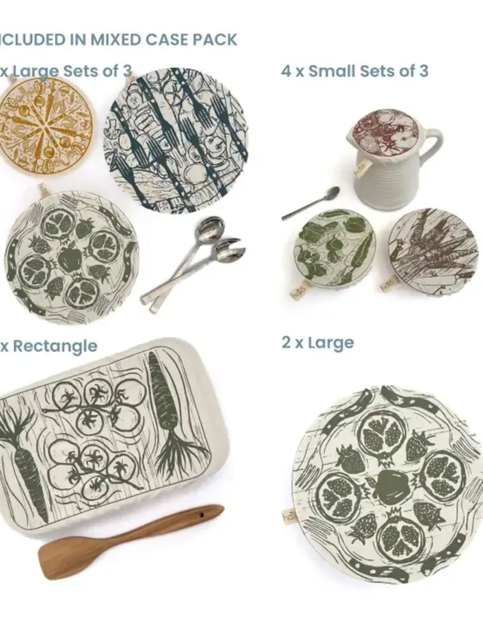 Halo Dish Covers Halo Bowl Cover Farm to Table Print  - Small Set of 3