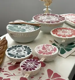 Halo Dish Covers Halo Bowl Cover Retrobloom Print  - Small Set of 3
