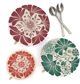 Halo Dish Covers Halo Bowl Cover Retrobloom Print  - Large Set of 3