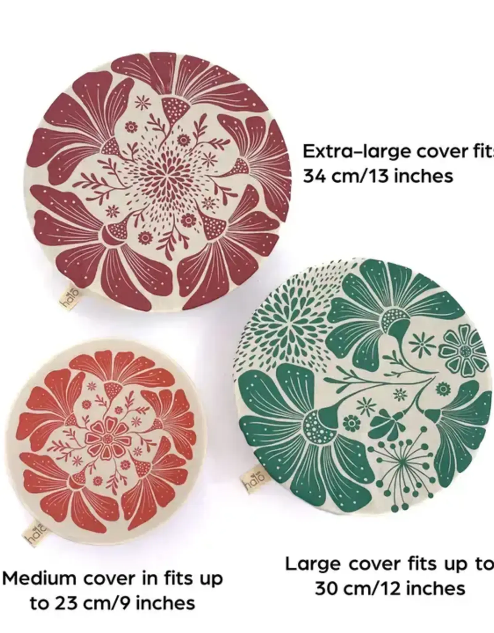 Halo Dish Covers Halo Bowl Cover Retrobloom Print  - Large Set of 3