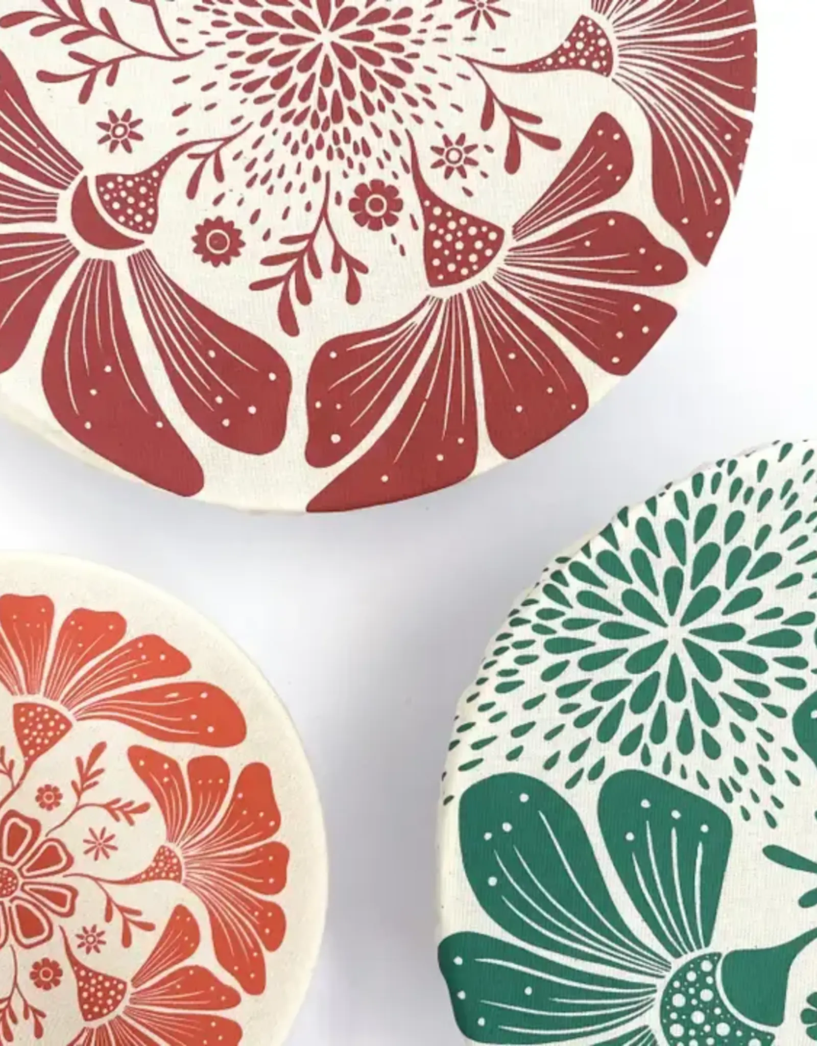 Halo Dish Covers Halo Bowl Cover Retrobloom Print  - Large Set of 3