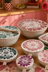 Halo Dish Covers Halo Bowl Cover Retrobloom Print  - Large Set of 3