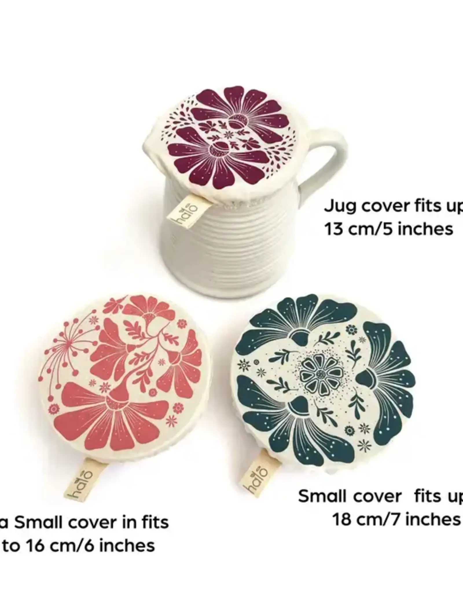 Halo Dish Covers Halo Bowl Cover Retrobloom Print  - Small Set of 3