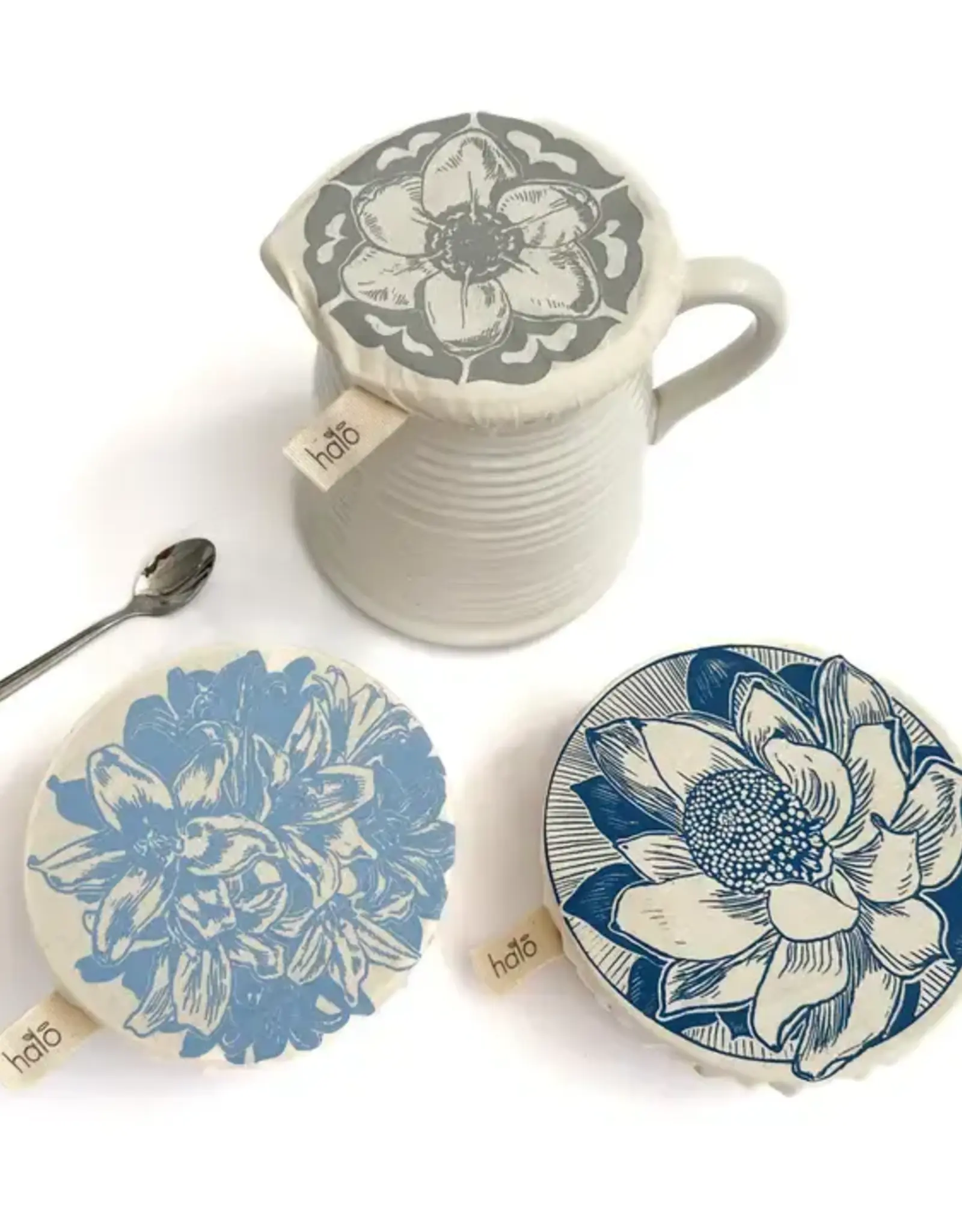 Halo Dish Covers Halo Bowl Cover Flower Print  - Small Set of 3
