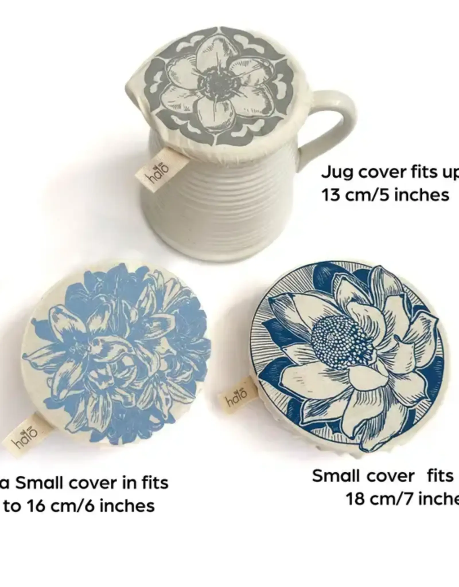 Halo Dish Covers Halo Bowl Cover Flower Print  - Small Set of 3