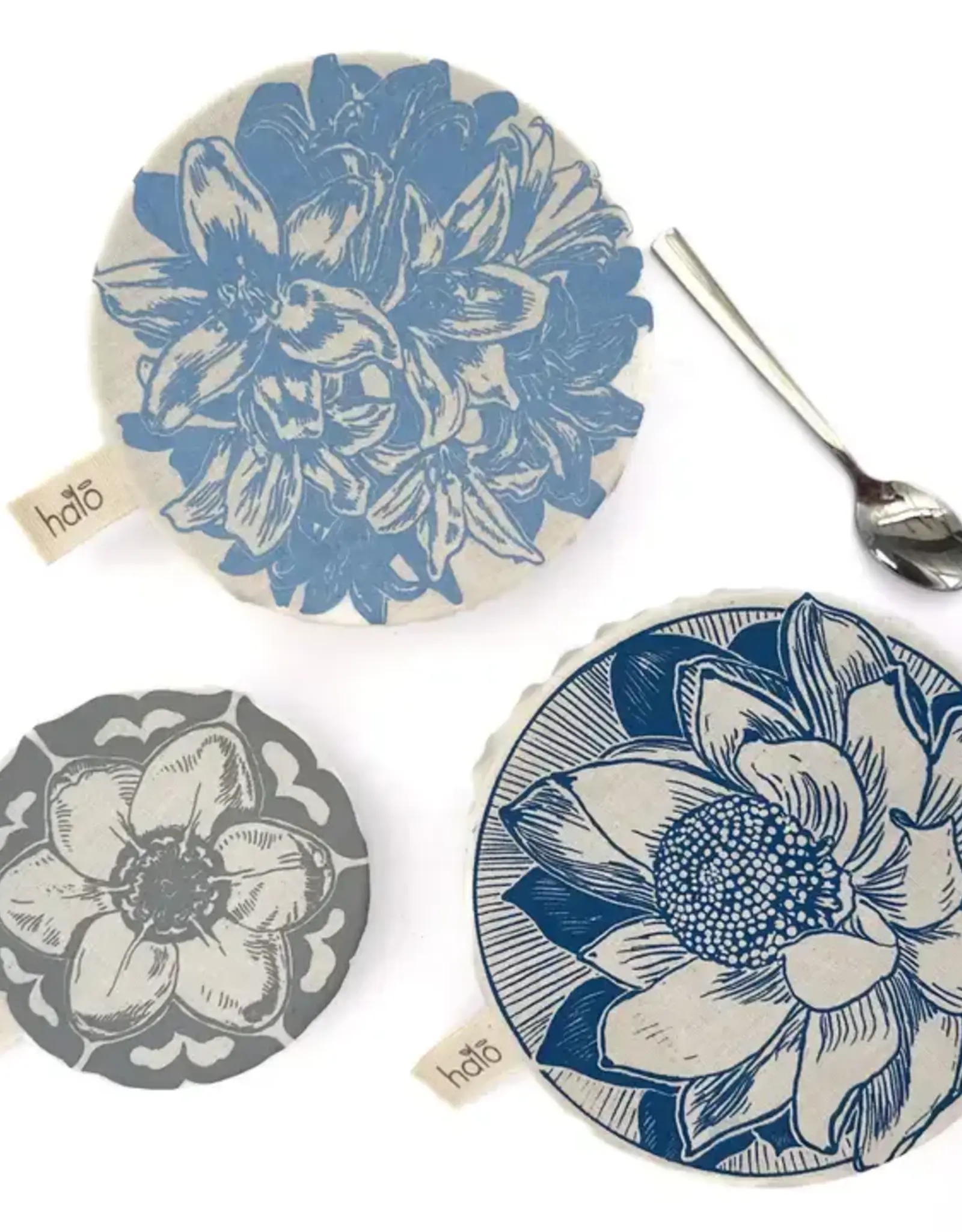 Halo Dish Covers Halo Bowl Cover Flower Print  - Small Set of 3