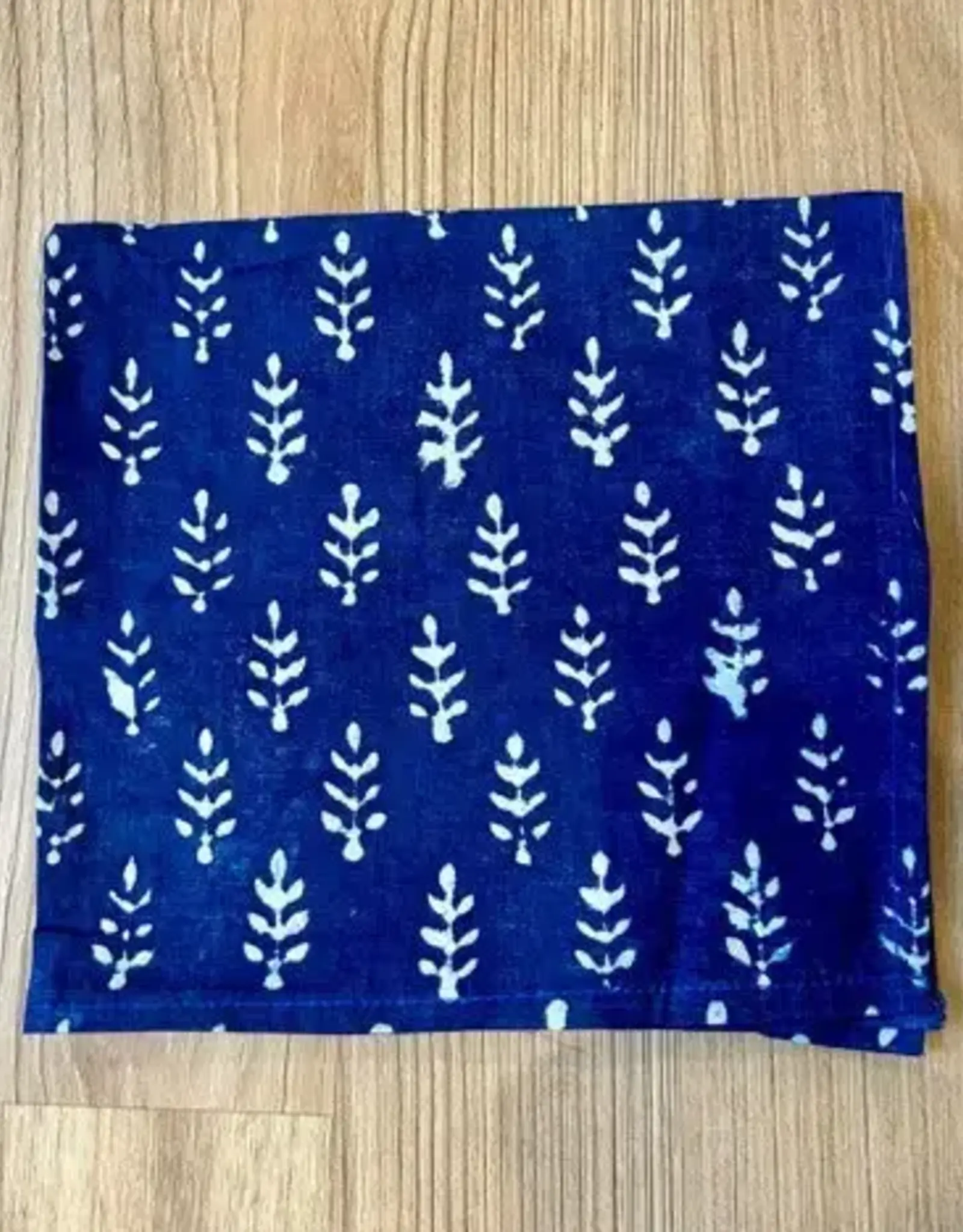 Hopes Unlimited Printed Cotton Napkins Blue & White Leaves