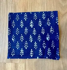 Hopes Unlimited Printed Cotton Napkins Blue & White Leaves