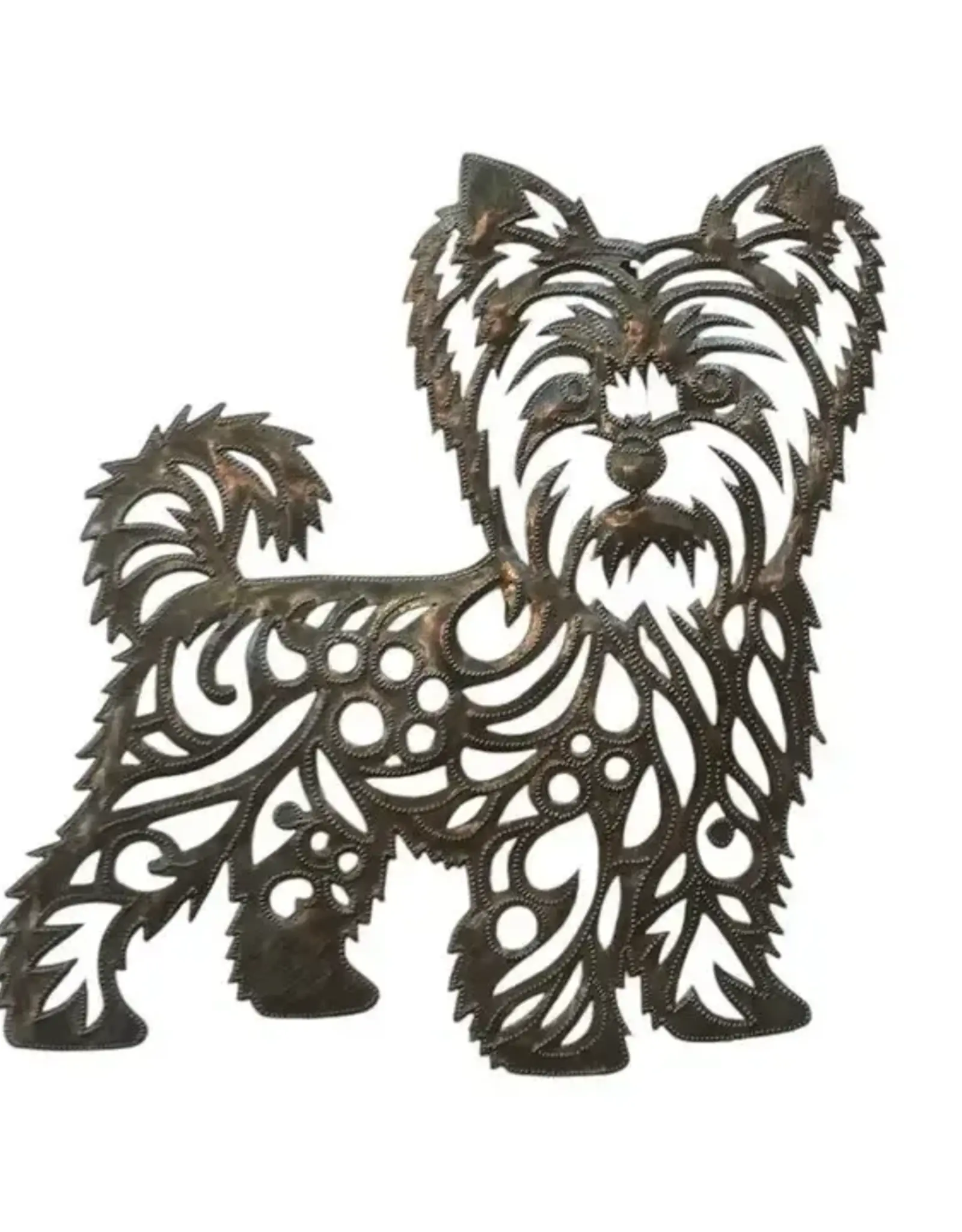 Papillon Yorkie Steel Drum Wall Art