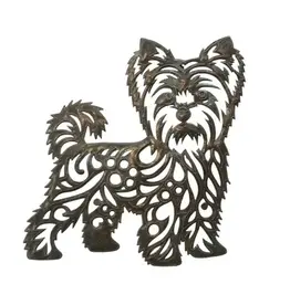 Papillon Yorkie Steel Drum Wall Art