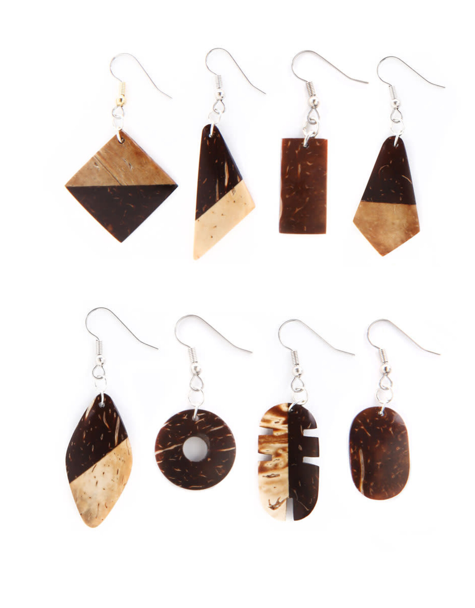 Minga Fair Trade Geometric Coconut Form Earrings (Assorted)