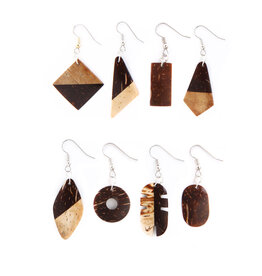 Minga Fair Trade Geometric Coconut Form Earrings (Assorted)