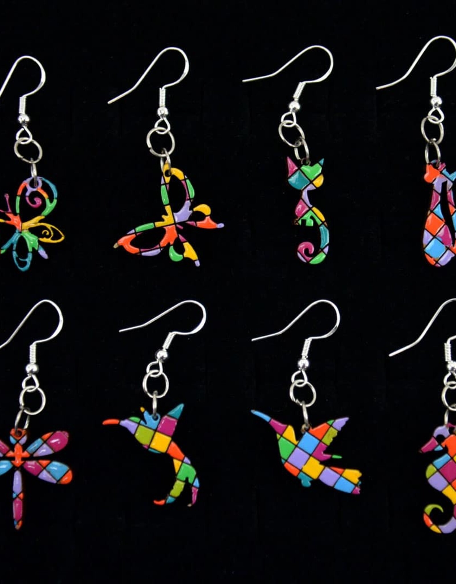 Minga Fair Trade Bright Carved Wood Earrings (Assorted)