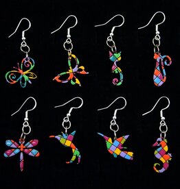 Minga Fair Trade Bright Carved Wood Earrings (Assorted)