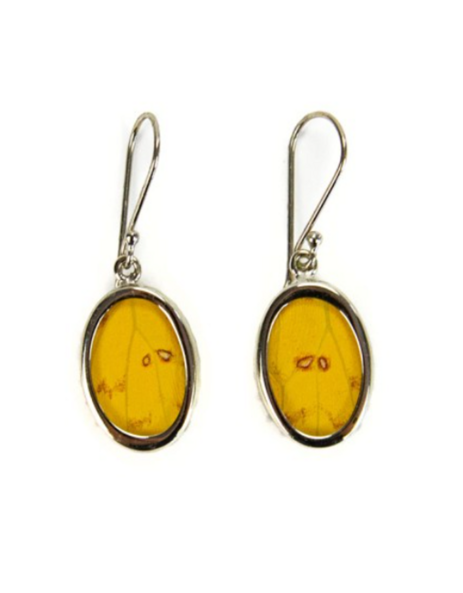 Minga Fair Trade Alpaca Silver Oval Butterfly Wing Earrings