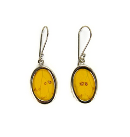 Minga Fair Trade Alpaca Silver Oval Butterfly Wing Earrings