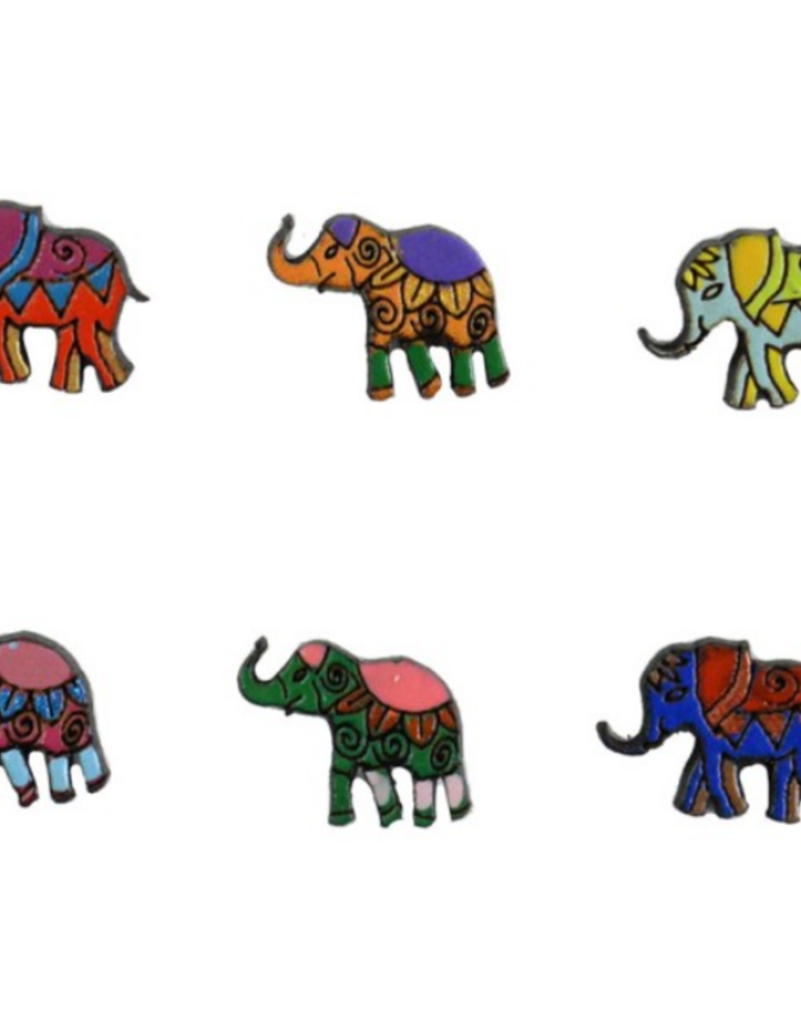 Minga Fair Trade Painted Wooden Studs - Elephant