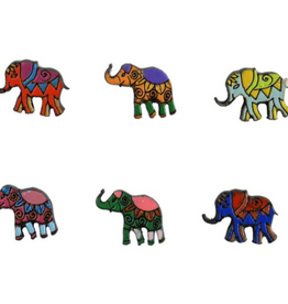 Minga Fair Trade Painted Wooden Studs - Elephant