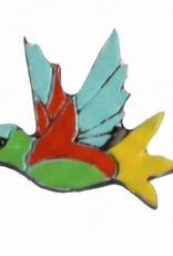 Minga Fair Trade Painted Wooden Studs - Hummingbird