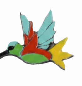 Minga Fair Trade Painted Wooden Studs - Hummingbird