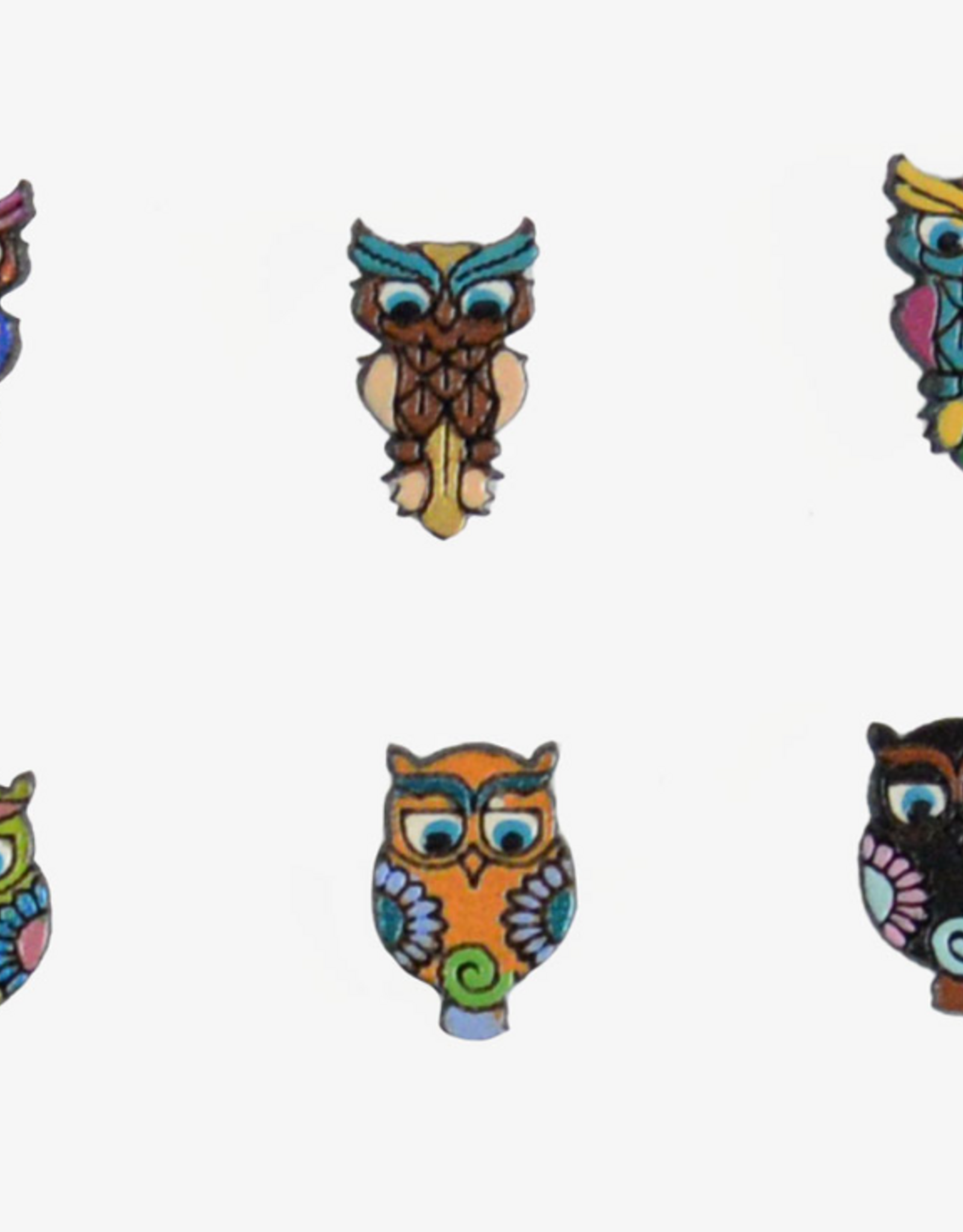 Minga Fair Trade Painted Wooden Studs - Owl
