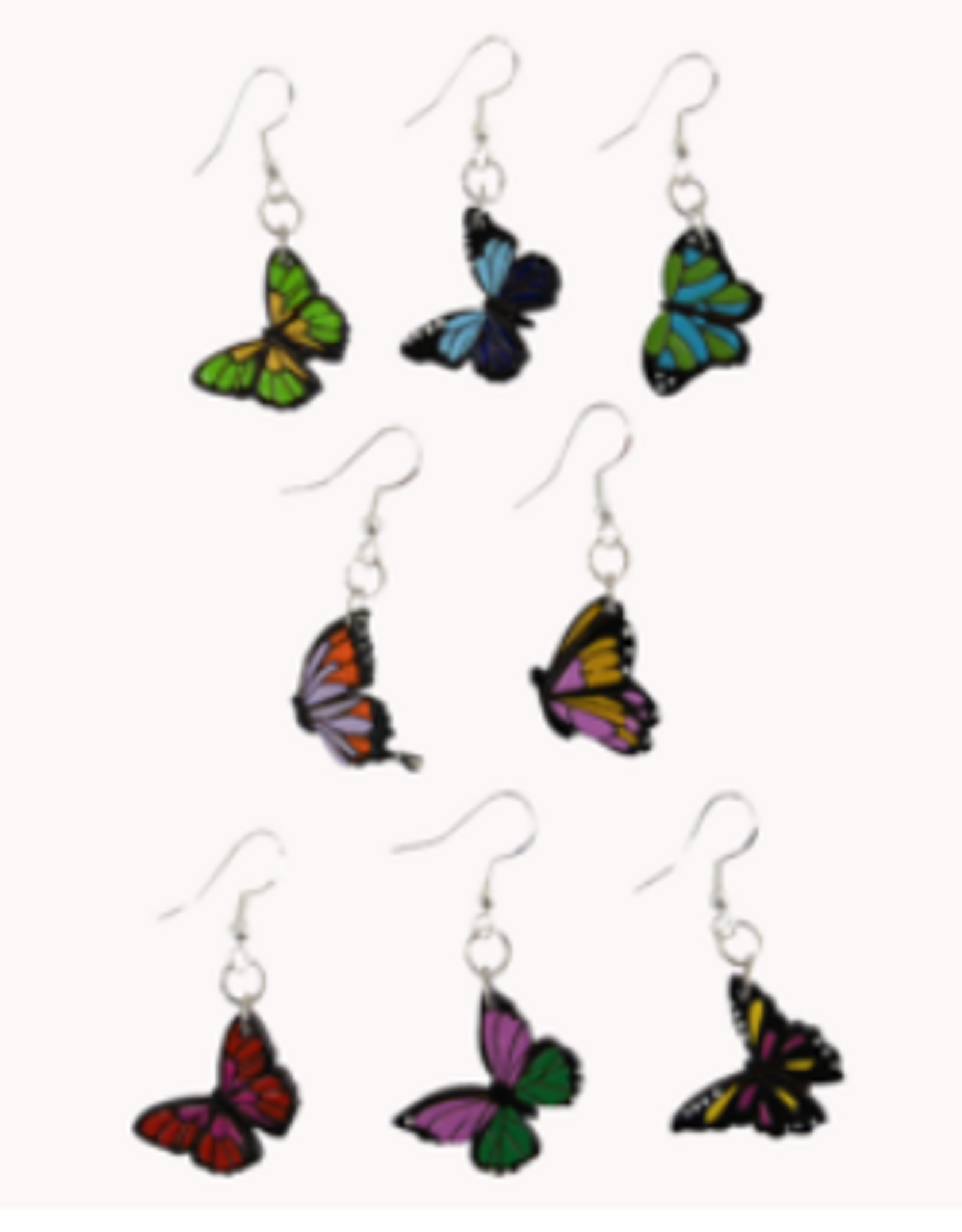 Minga Fair Trade Painted Carved Wood Earrings - Butterfly